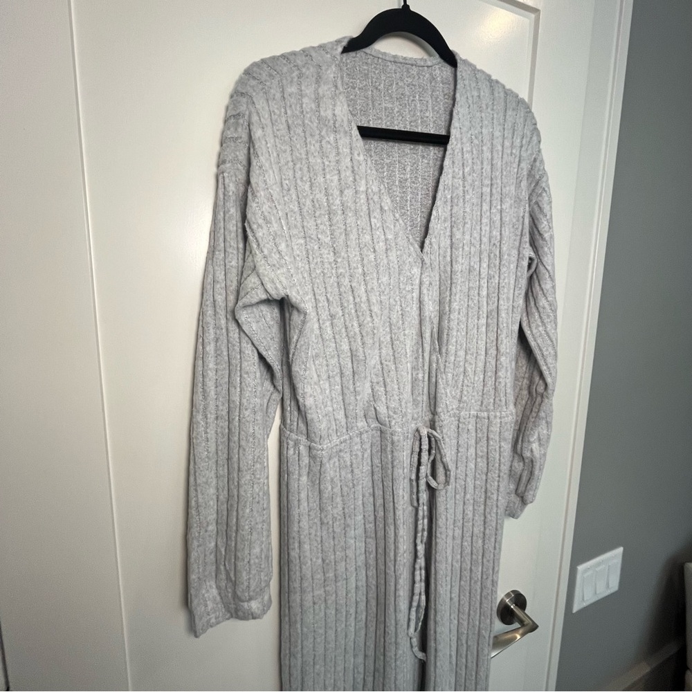 Silver Mist Ribbed Drawstring Jumpsuit - Picture 5 of 11